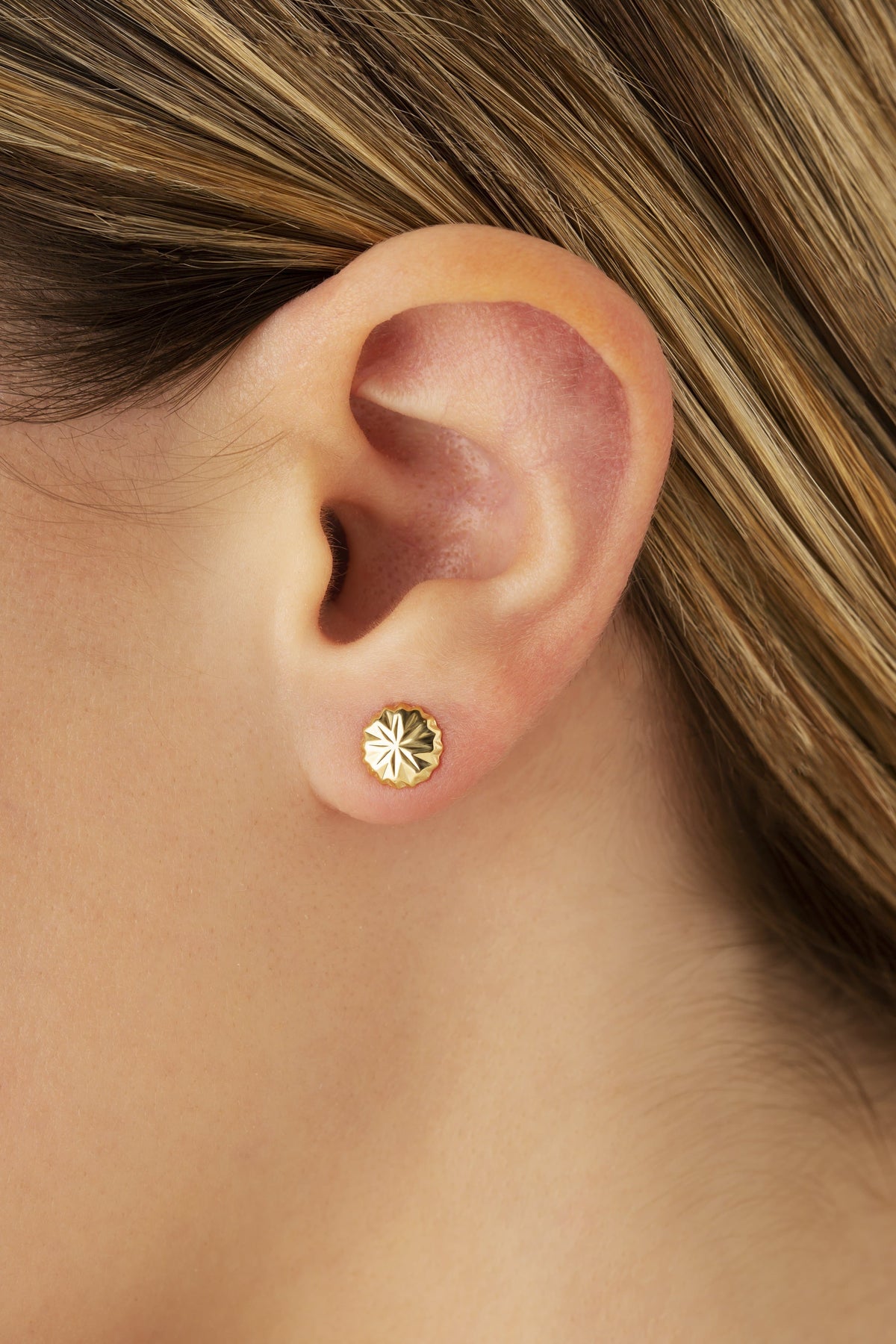 14K Yellow Gold Rd Fncy Cut Button Earrings (5169639751724)