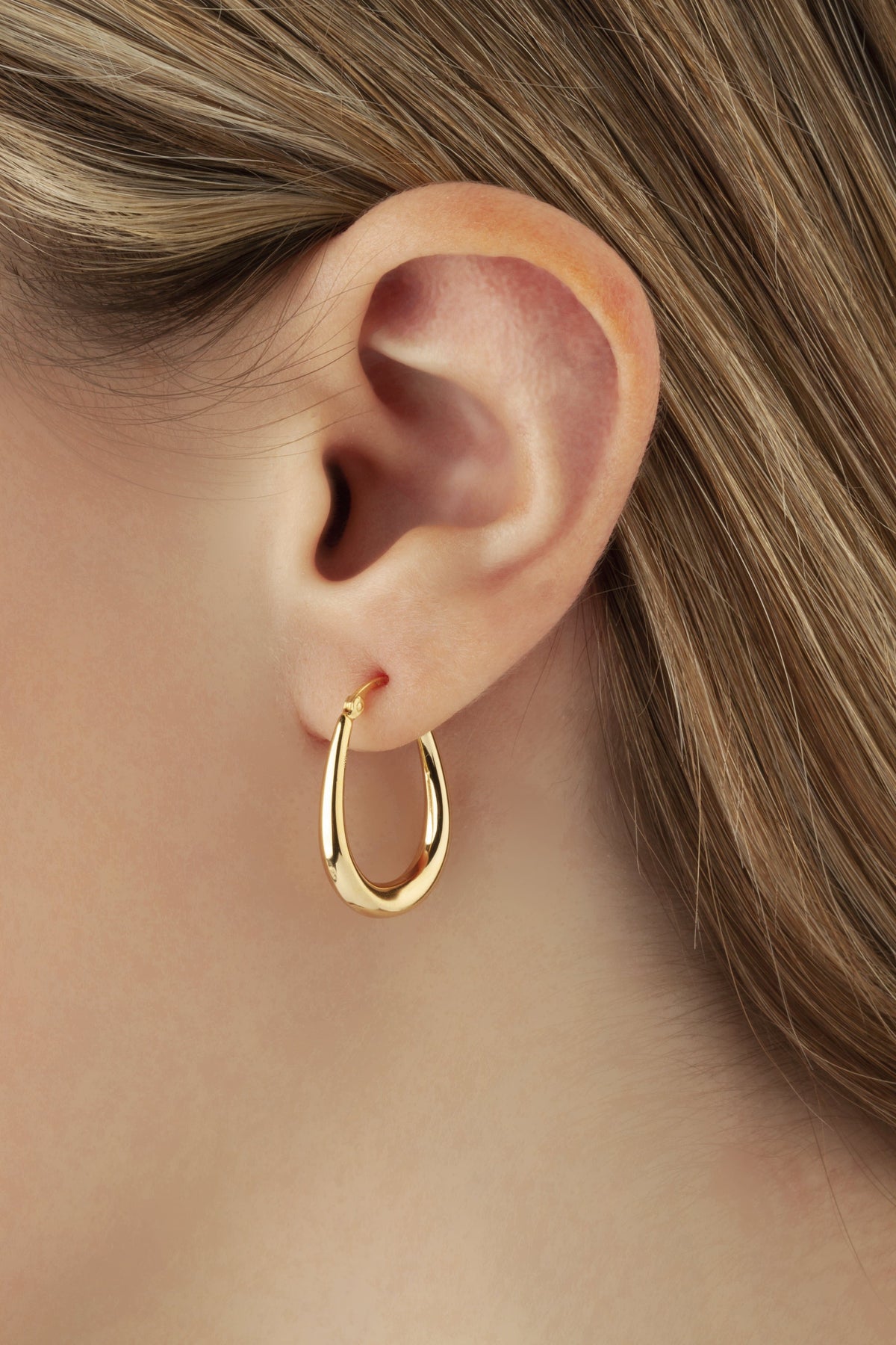 14K Yellow Gold U Shape Hoop S/D Earrings (5169647190060)