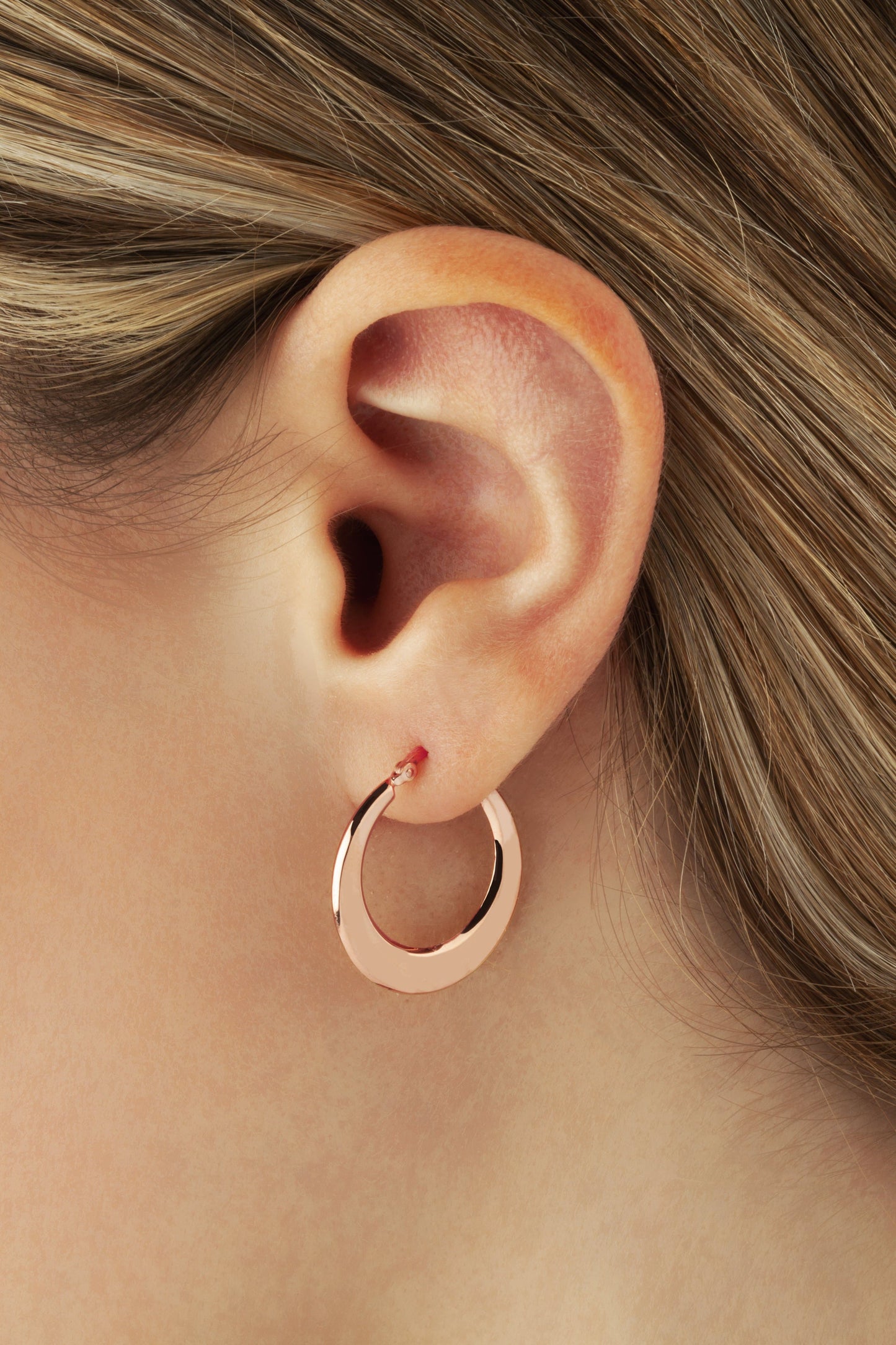 14K Rose Gold Pl Flat Hoop S/D Earrings (5169647714348)