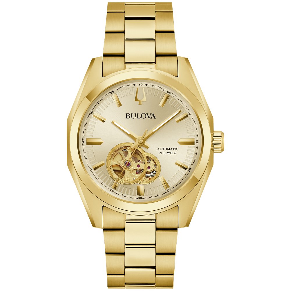 Bulova Gold-Tone Stainless Steel Dress/Classic Classic Surveyor Mens Watch (042429597532) 97A182