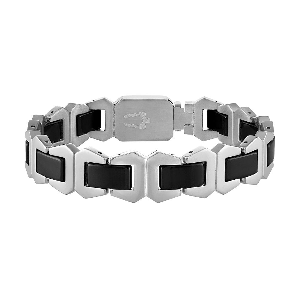 White Ceramic & Steel Icon Collection Mens Bracelet (042429595576) BVB1056-XSTNA