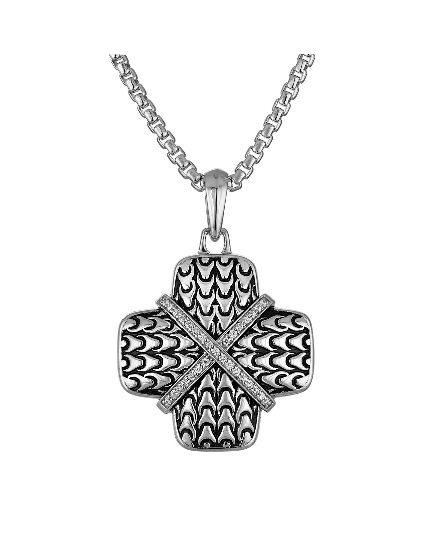 White sterling silver Bulova Link™ Collection Mens Pendant
