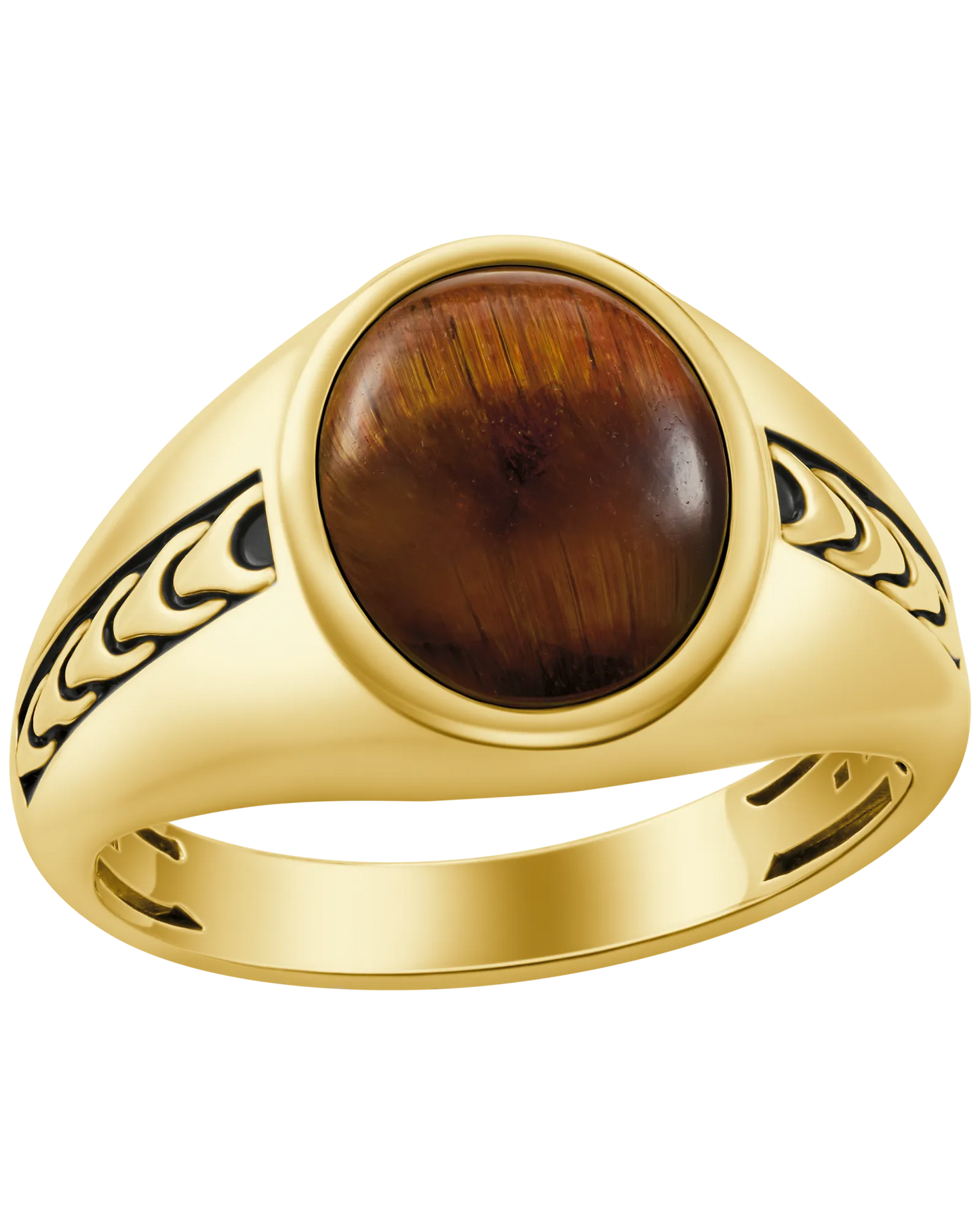 Yellow 14K Yellow Gold Plated Sterling Silver Bulova Link™ Collection Mens Ring