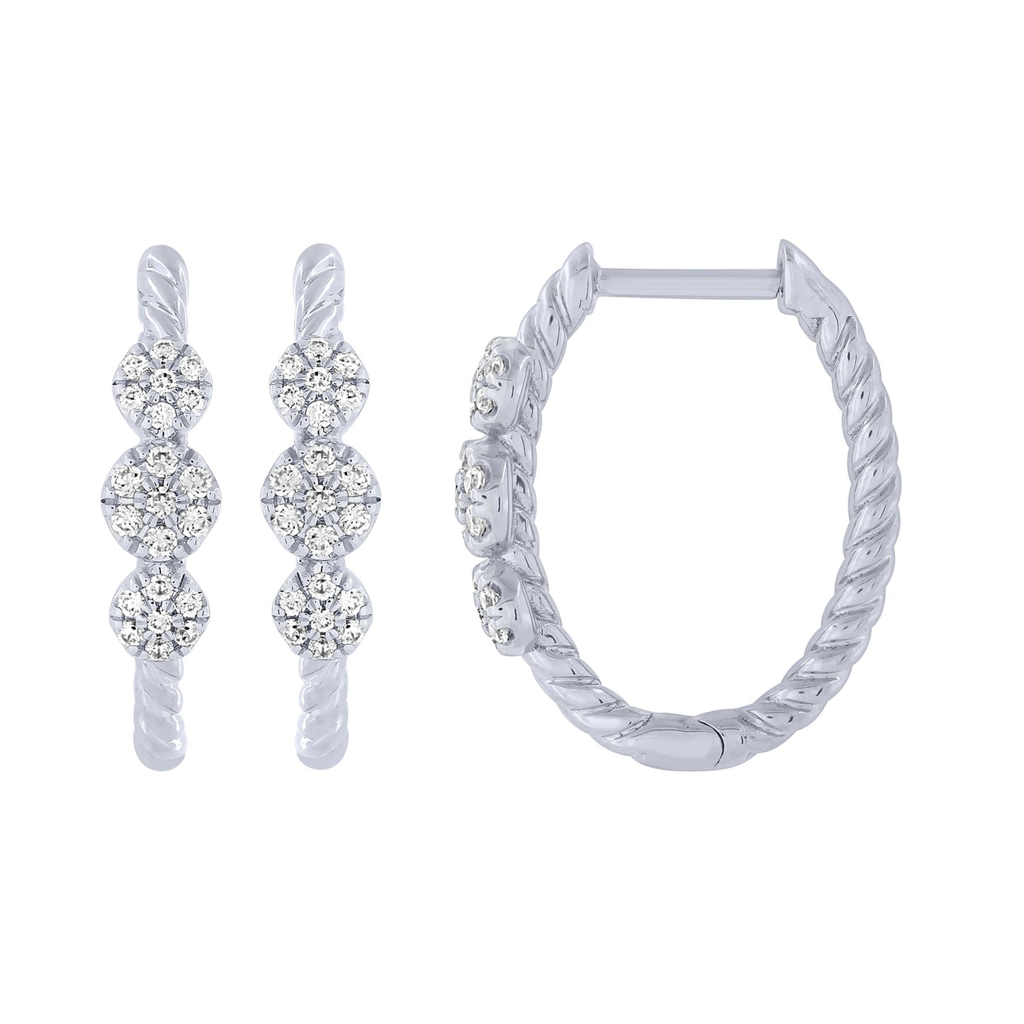 Sterling Silver 1/4Ctw Fashion Hoop Earrings (6738323407003)