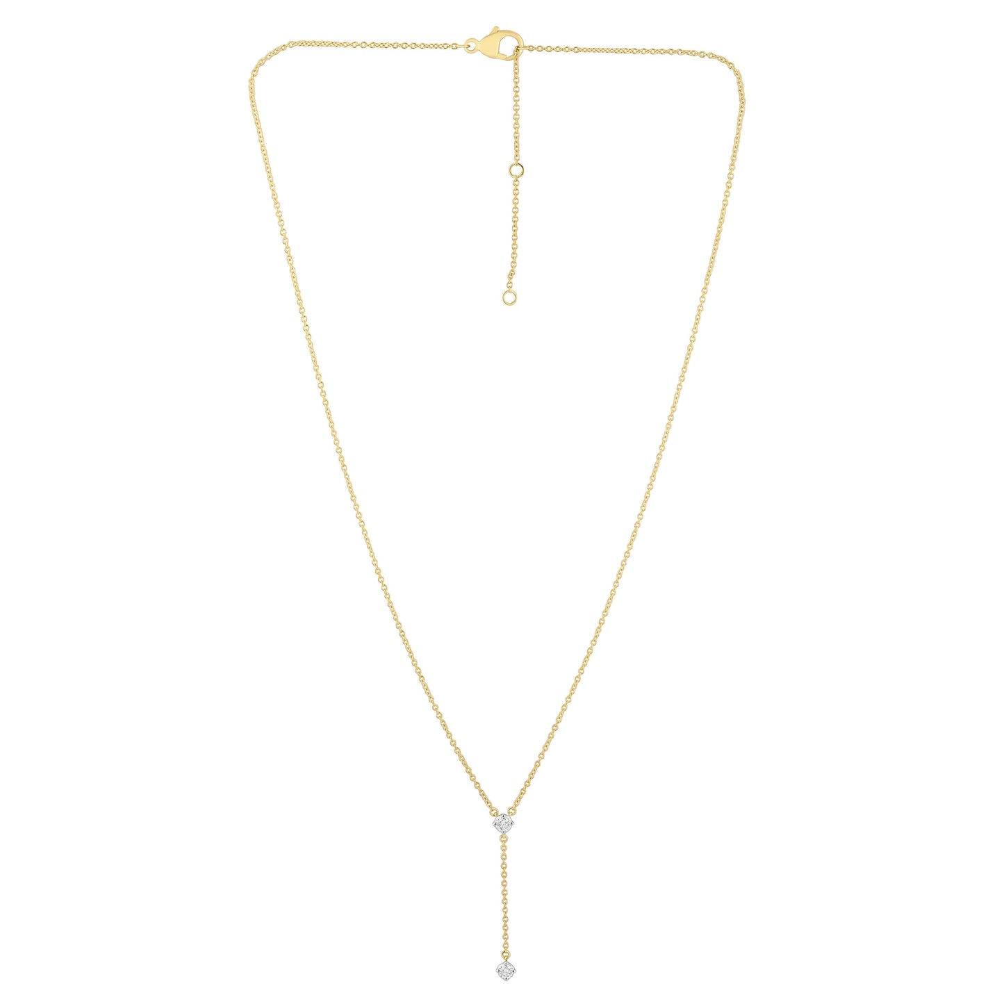 NAVI-STERLING SILVER AND 14KT YELLOW GOLD PLATED LARIET NECKLACE WITH 2RD LAB GROWN DIAMONDS APPROX 1/5CTW GH/SI 18"