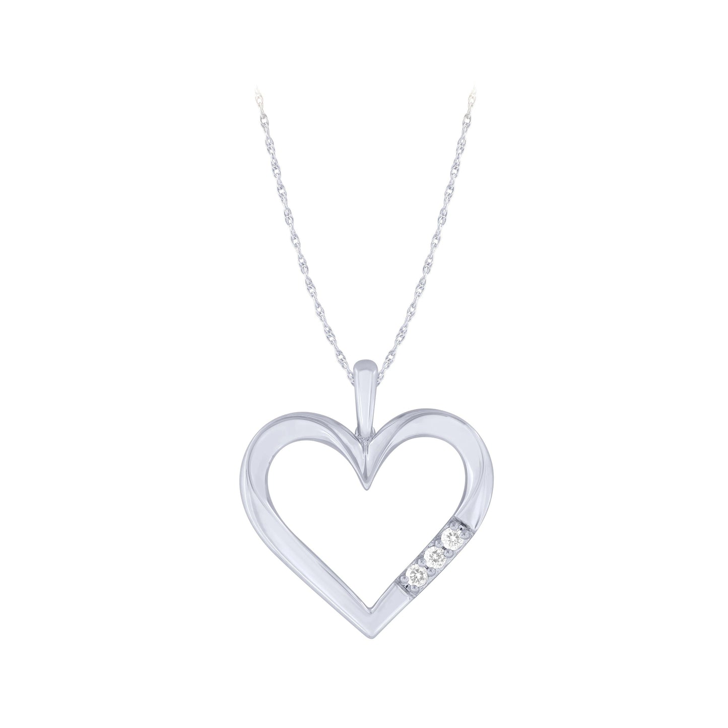 Sterling Silver 0.04Ctw Diamond Heart Pendant (6738325897371)