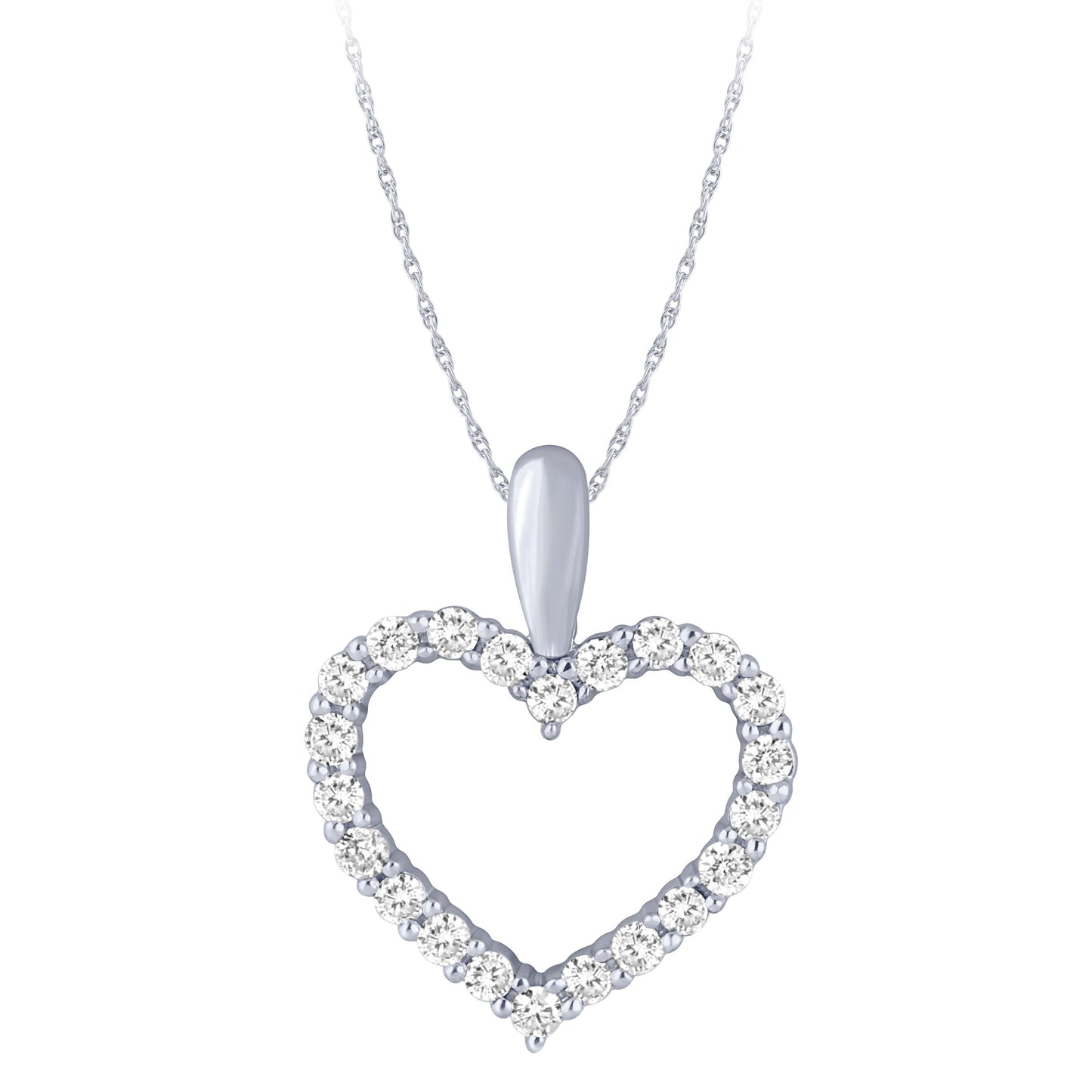 Sterling Silver 1/4Ctw Dia Heart Outline Pendant (6738326782107)