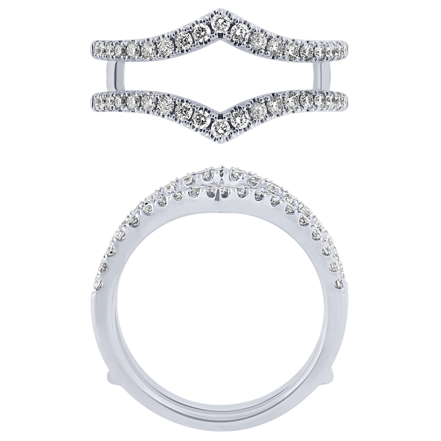 14K White Gold 1/4Ctw V Band Insert Ring (6738320949403)