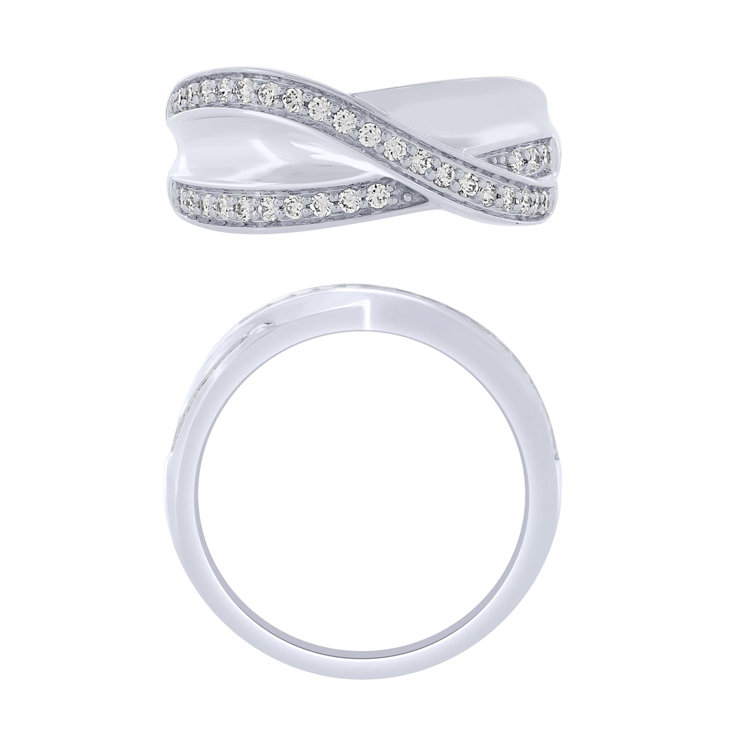 Sterling Silver 1/3Ctw Diamond Wide Fashion Ring (6738324390043)
