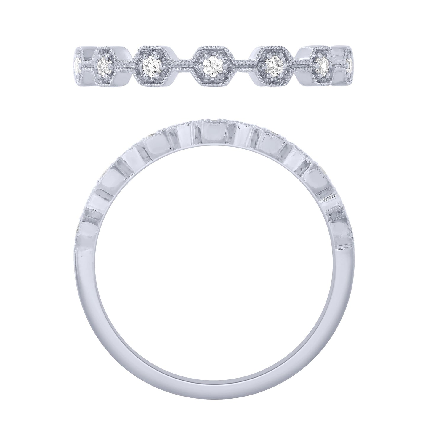 Sterling Silver 1/10Ctw Diamond Stackable Band (6738324553883)