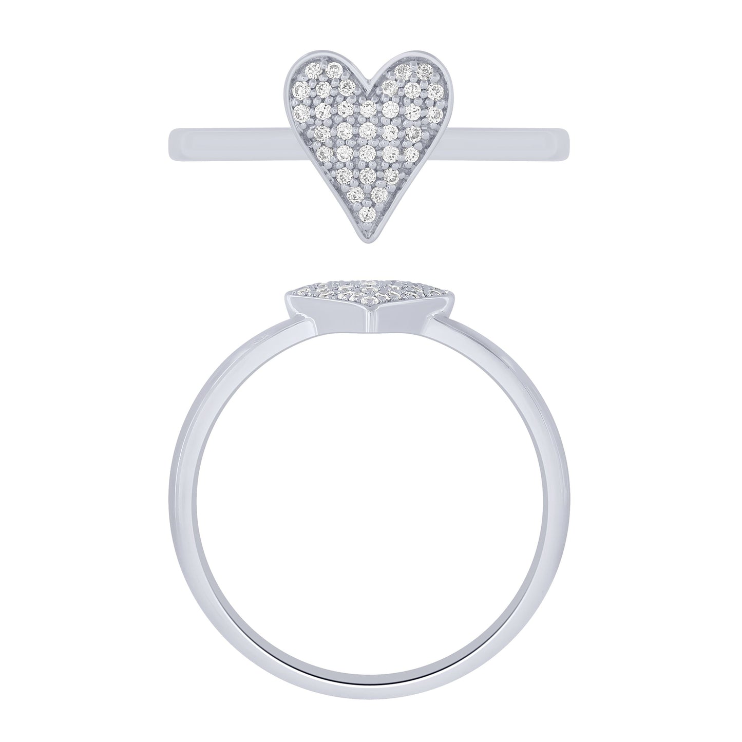 14K White Gold 0.13Ctw Pava Heart Ring (6738322194587)