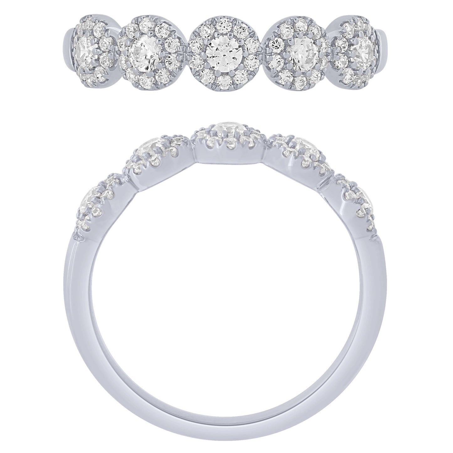 14K White Gold 1/2Ctw Halo Diamond Band (6738321703067)