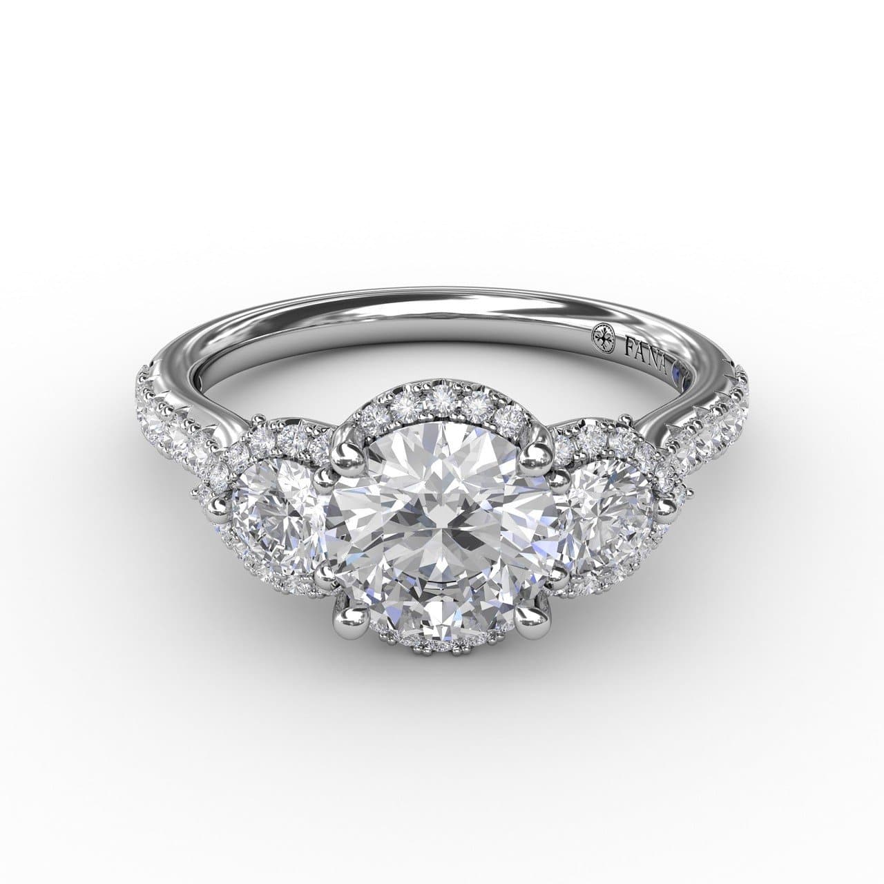 Three-Stone Round Diamond Halo Engagement Ring (5552772776091)