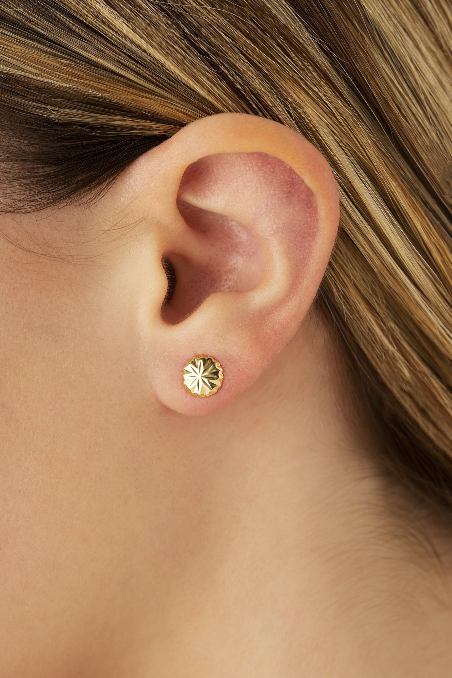 14K Yellow Gold Rd Fncy Cut Button Earrings (5169639751724)