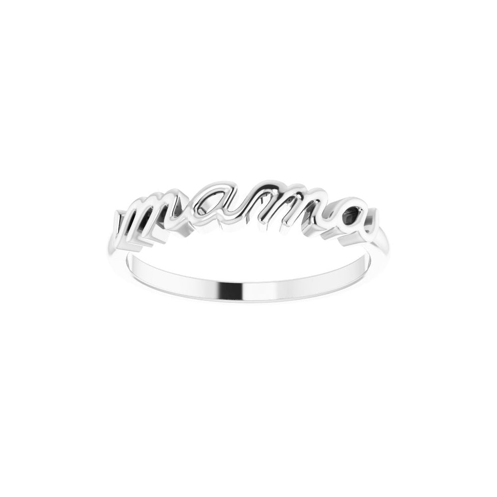 Sterling Silver Mama Script Ring Size 7 (8635795636454)