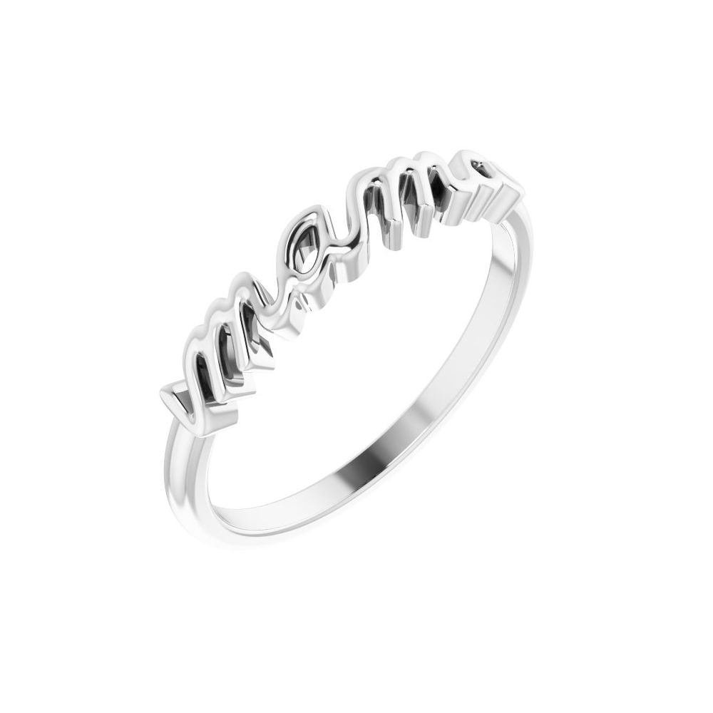 Sterling Silver Mama Script Ring Size 7 (8635795636454)