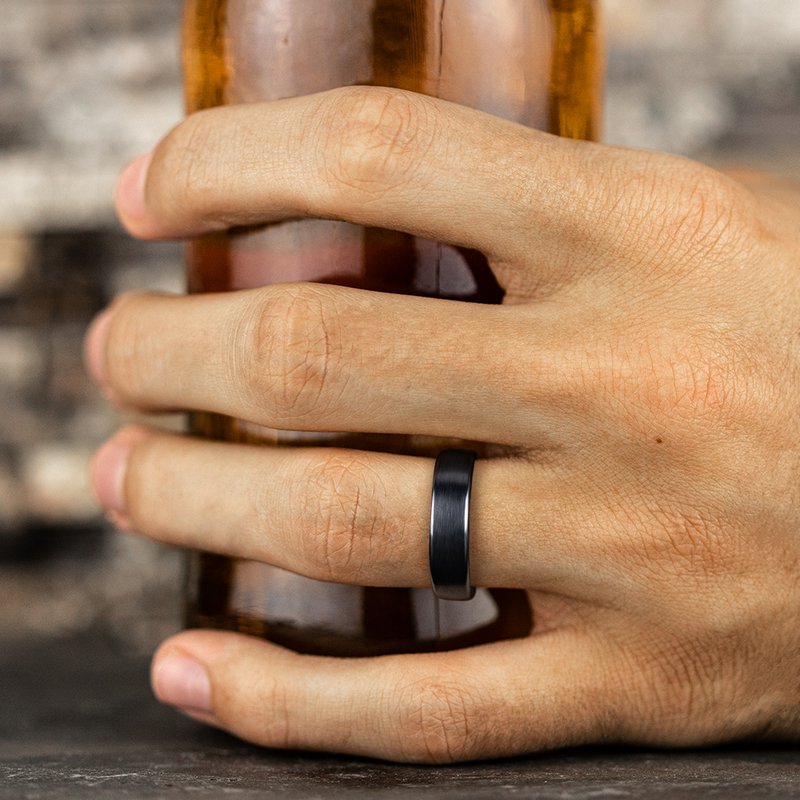6.5mm Black Titanium Satin Finish Wedding Band (9039386345702)