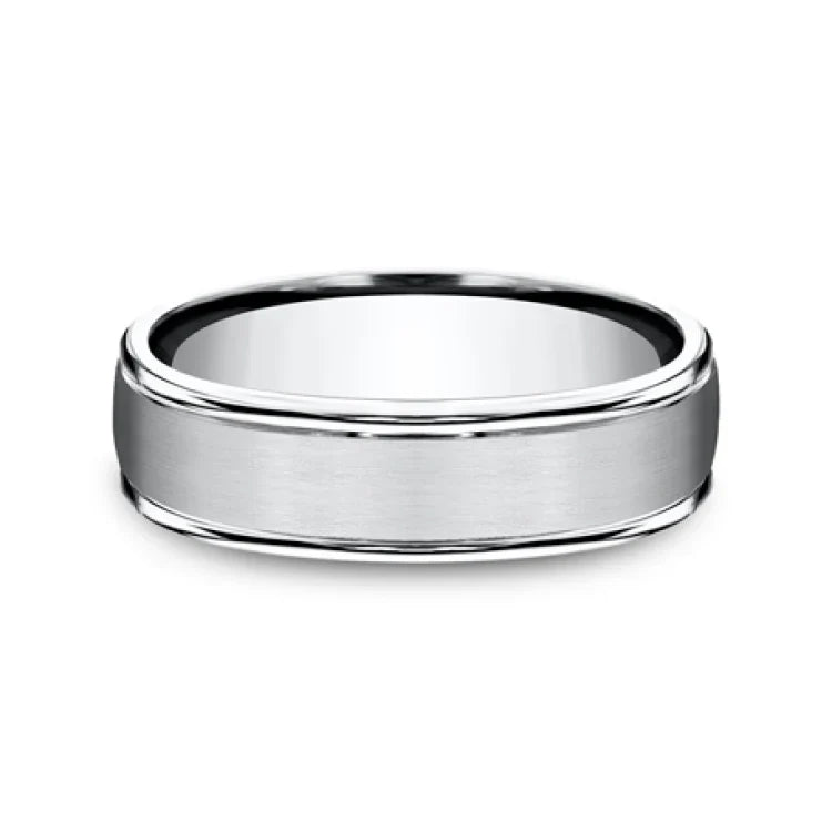 6mm Grey Cobalt Satin Finish Round Edge Wedding Band (9039386542310)