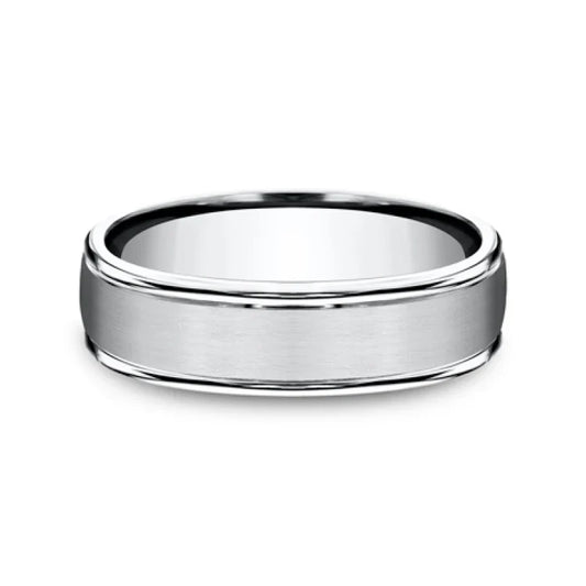 6mm Grey Cobalt Satin Finish Round Edge Wedding Band (9039386542310)
