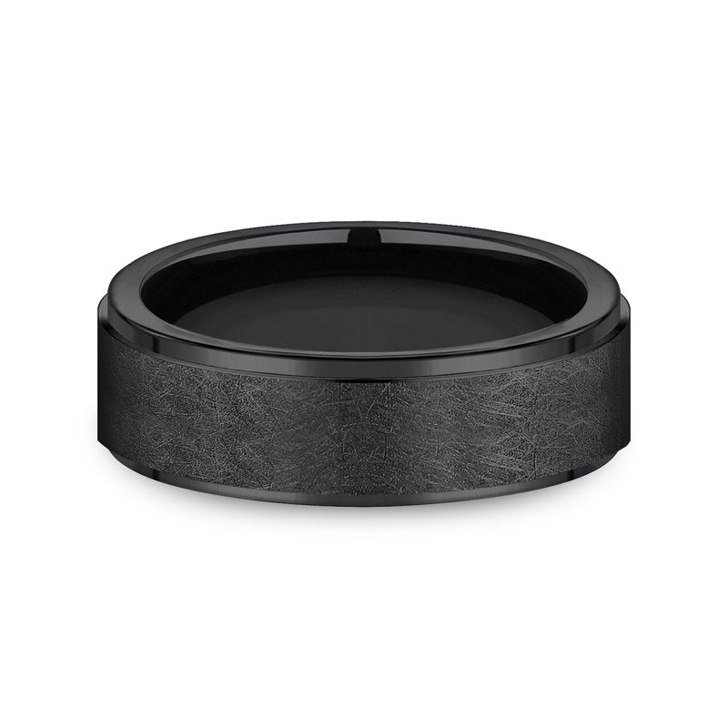 7mm Black Titanium Swirl Finished Wedding Band (9039386050790)