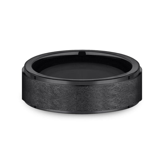 7mm Black Titanium Swirl Finished Wedding Band (9039386050790)