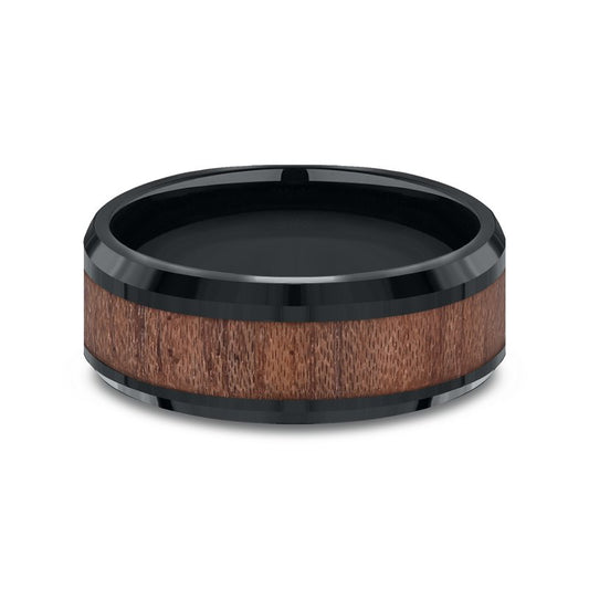 8mm Black Cobalt Wood Inlay Wedding Band (9039385821414)