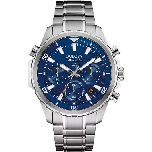 Bulova Silver-Tone Stainless Steel Performance Marine Star Series B Mens Watch (042429537910) 96B256