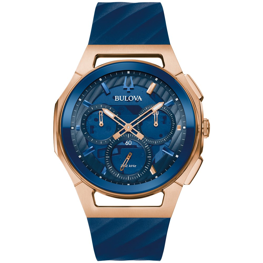 Bulova Rose Gold-Tone Stainless Steel Luxury Curv Progressive Sport Mens Watch (042429599864) 97A185