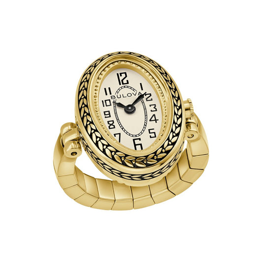 Bulova Gold-Tone Stainless Steel Heritage Archive Ring Watch Ladies Watch (042429607644) 97L188