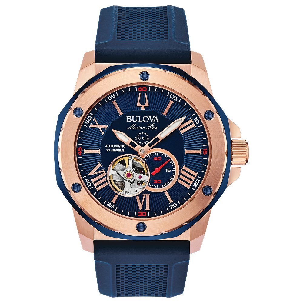 Bulova Rose Gold-Tone Stainless Steel Performance Marine Star Series A Mens Watch (042429567047) 98A227