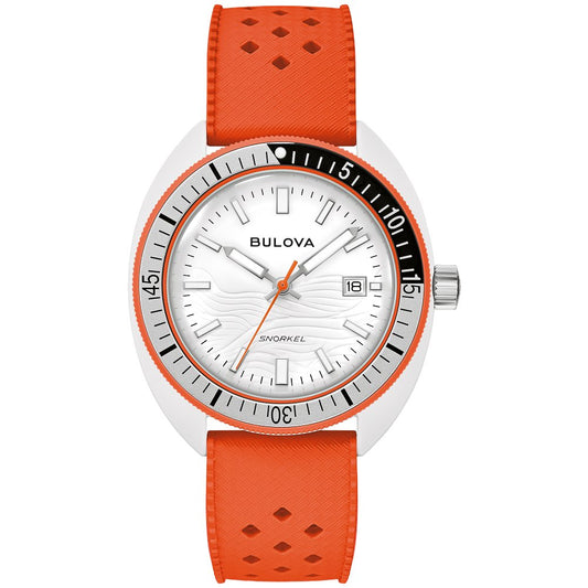 Bulova White Hybrid-Ceramic Performance Oceanographer Snorkel Mens Watch (042429603523) 98B448