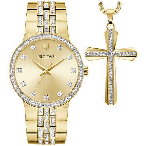 Bulova  Box Set Bul Crystal Mens Stainless Steel (8287994216678)