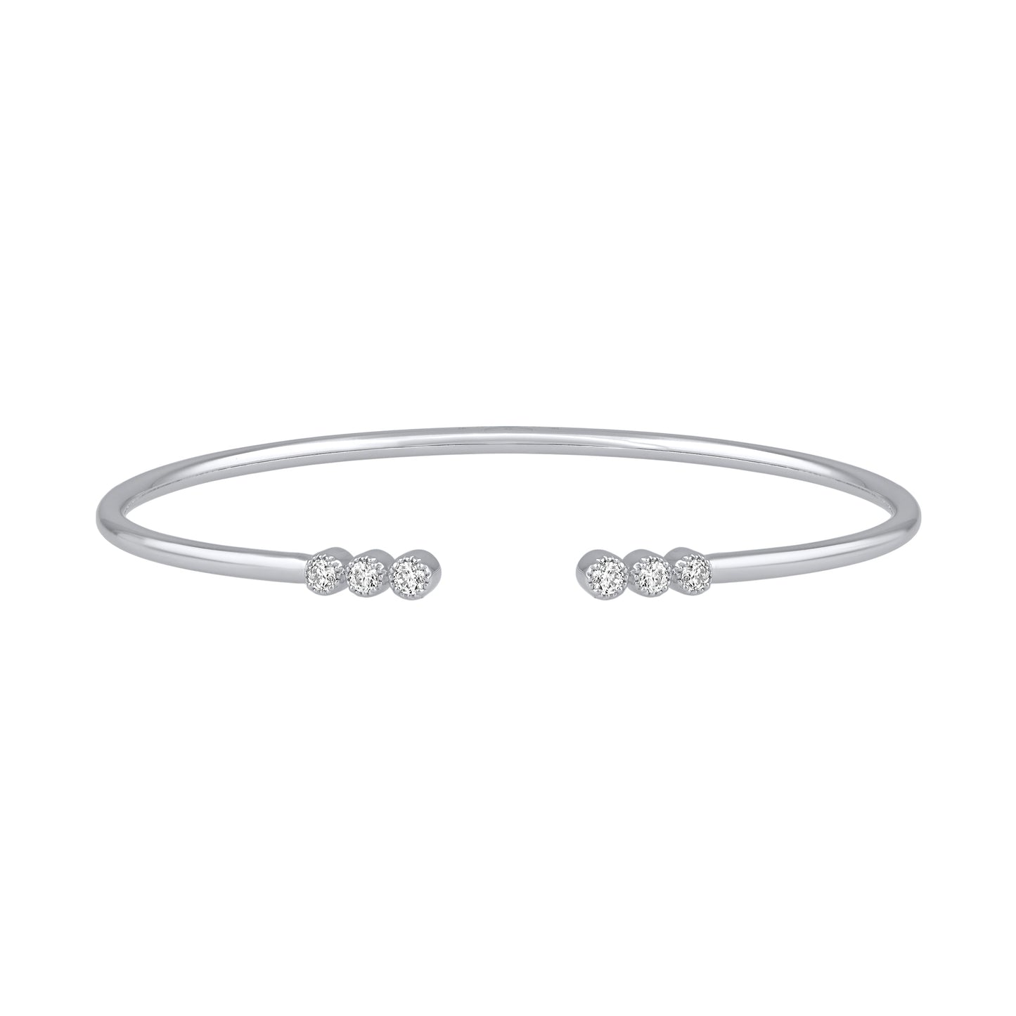 NAVI-STERLING SILVER LAB GROWN BEZEL SET DIAMOND CUFF BRACELET WITH 6RD LAB GROWN DIAMONDS APPROX. 1/4CTW GH/SI 6.5"