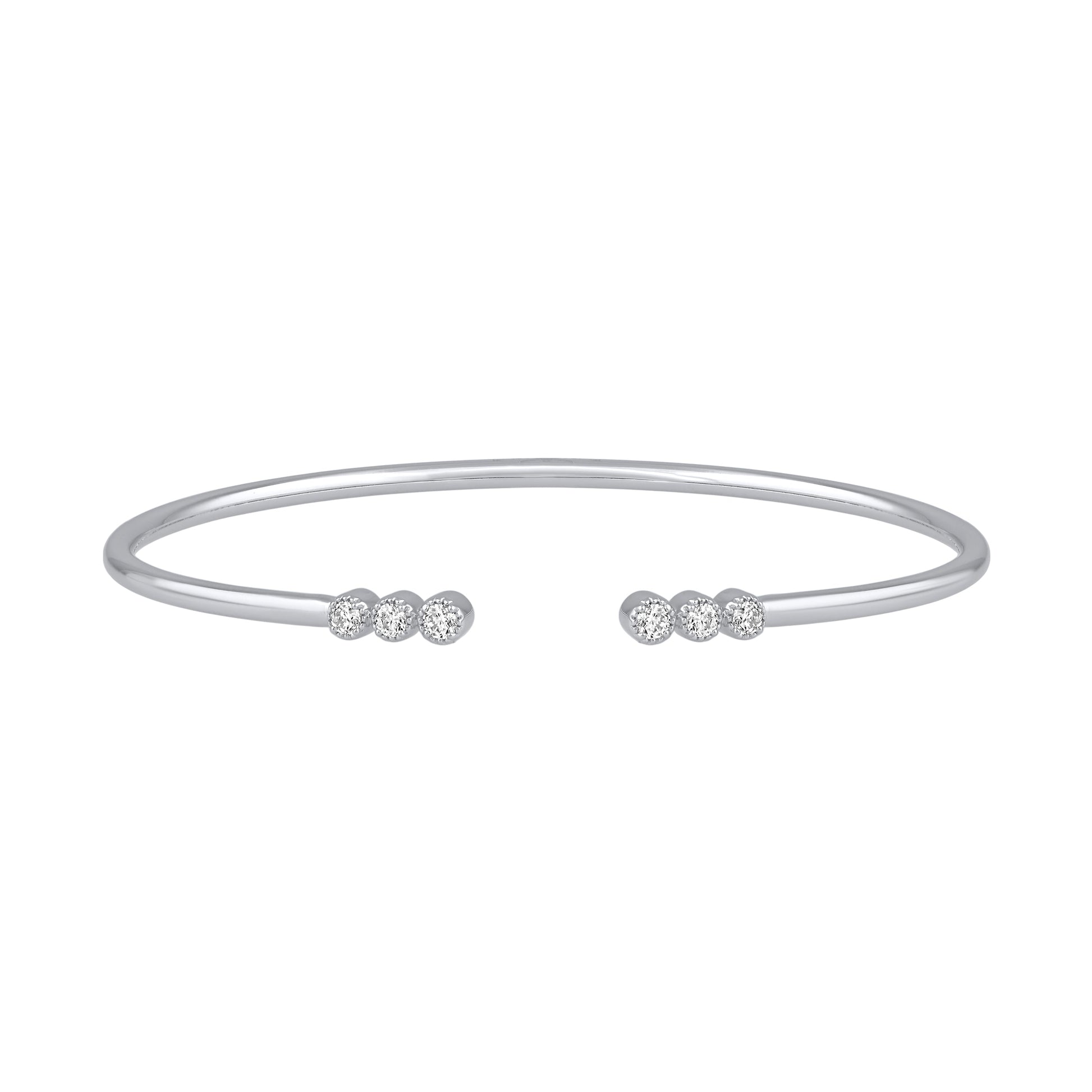 NAVI-STERLING SILVER LAB GROWN BEZEL SET DIAMOND CUFF BRACELET WITH 6RD LAB GROWN DIAMONDS APPROX. 1/4CTW GH/SI 6.5"