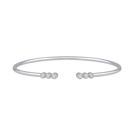 NAVI-STERLING SILVER LAB GROWN BEZEL SET DIAMOND CUFF BRACELET WITH 6RD LAB GROWN DIAMONDS APPROX. 1/4CTW GH/SI 6.5"