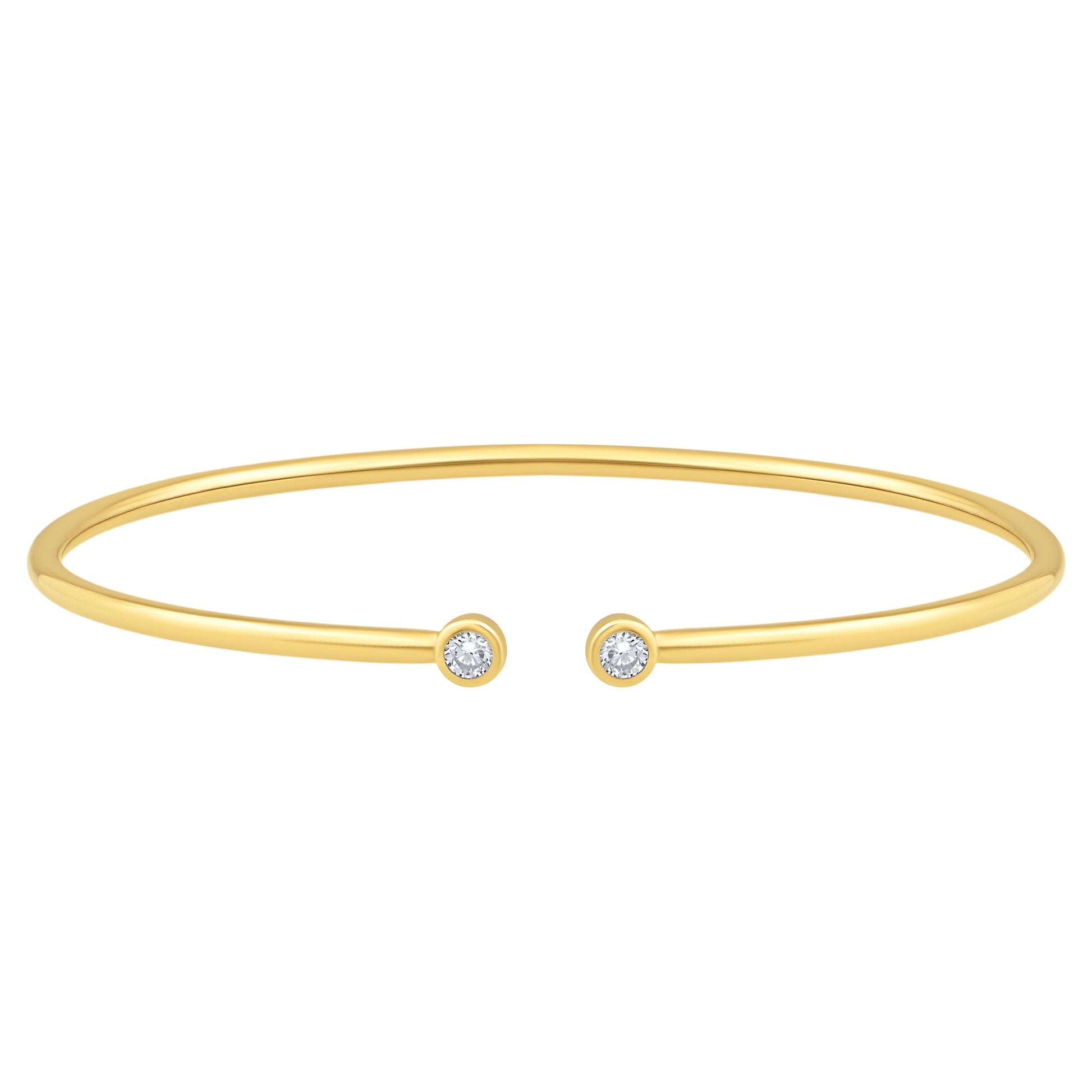 NAVI-STERLING SILVER AND 14KT YELLOW GOLD PLATED LAB GROWN DIAMOND BEZEL SET CUFF BRACELET 2RD LAB GROWN DIAMONDS APPROX. 1/6CTW GH/SI 6.50"