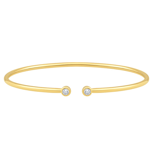 NAVI-STERLING SILVER AND 14KT YELLOW GOLD PLATED LAB GROWN DIAMOND BEZEL SET CUFF BRACELET 2RD LAB GROWN DIAMONDS APPROX. 1/6CTW GH/SI 6.50"