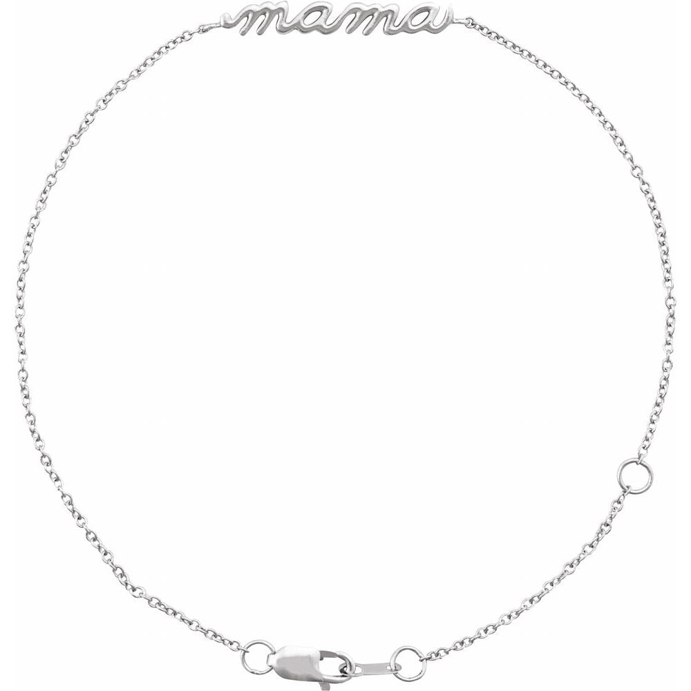 Sterling Silver Mama Script Bracelet 6.5-7.5" (8635796750566)