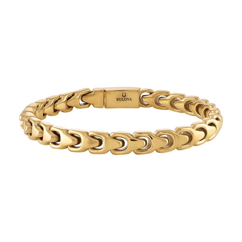 Yellow Steel Bulova Link™ Collection  Mens Bracelet (042429595378) BVB1082-GSTNA85