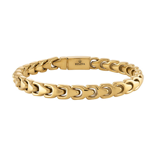 Yellow Steel Bulova Link™ Collection  Mens Bracelet (042429595378) BVB1082-GSTNA85