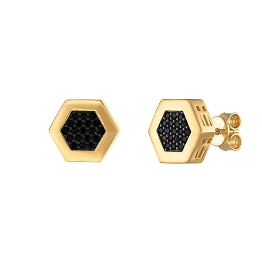 Yellow Sterling Silver Icon Collection Mens Earring (042429595767) BVE1002-GSBSP