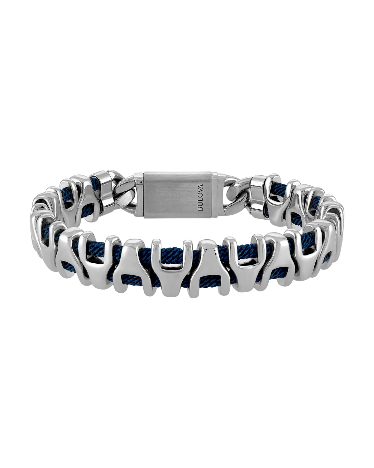 White Stainless Steel Bulova Link™ Collection  Mens Bracelet