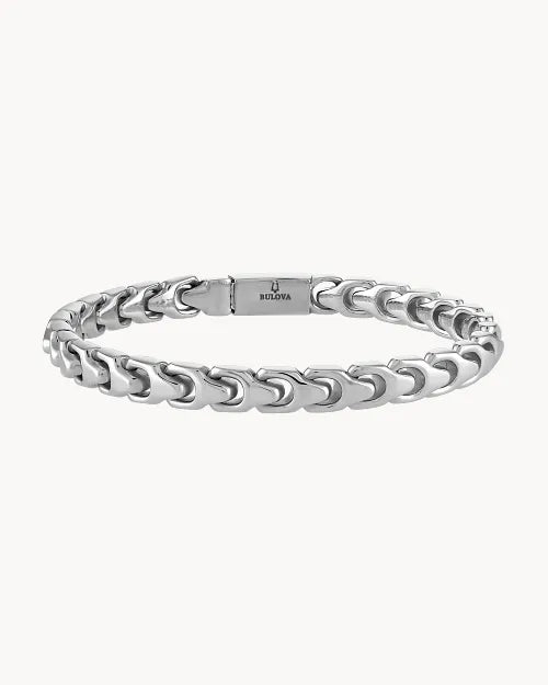 White Stainless Steel Bulova Link™ Collection  Mens Bracelet
