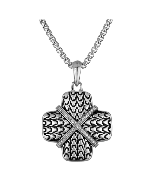 White sterling silver Bulova Link™ Collection  Mens Pendant