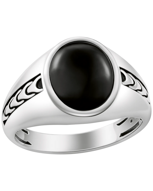 White Sterling Silver 925 Bulova Link™ Collection  Mens Ring