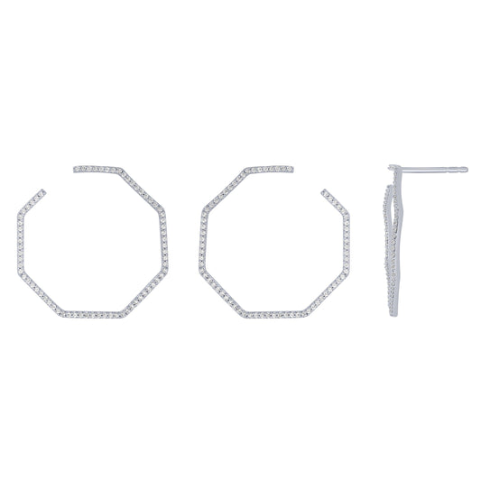 Sterling Silver 3/4Ctw Dia Octagon Outline Post Earrings (6738322718875)