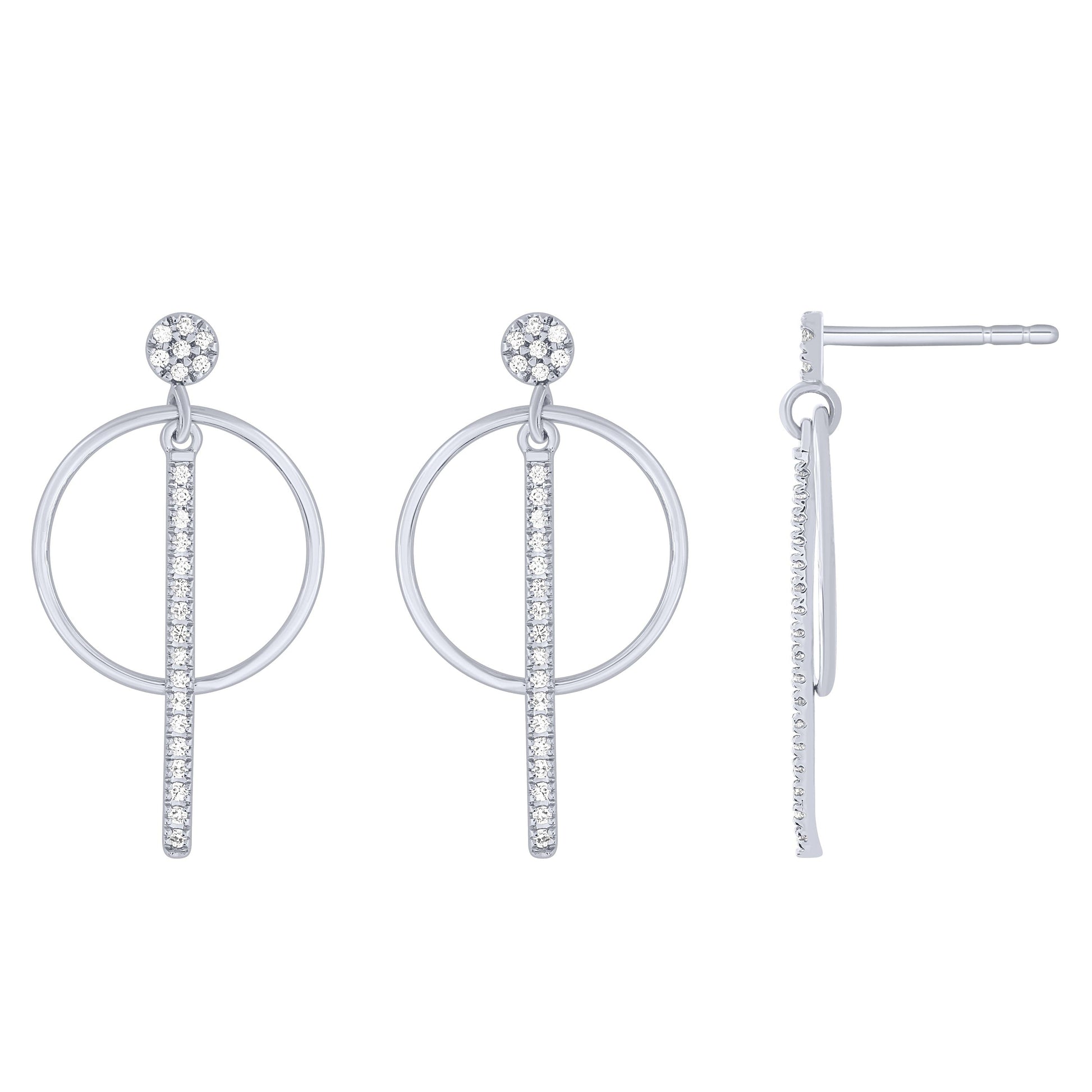 Sterling Silver 1/5Ctw Diamond Geometric Dangle Earrings (6738322817179)
