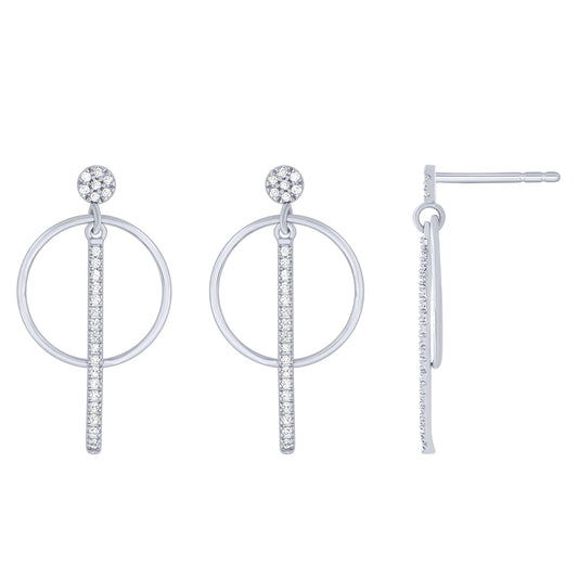Sterling Silver 1/5Ctw Diamond Geometric Dangle Earrings (6738322817179)
