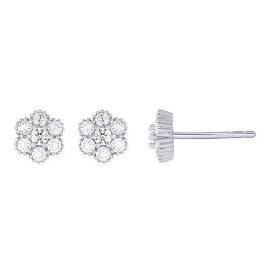 14K White Gold 1/4Ctw Diamond Floral Stud Earrings (6738321997979)
