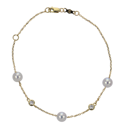 Akoya Pearl & Lab-Grown Diamond By-The-Yard Bracelet